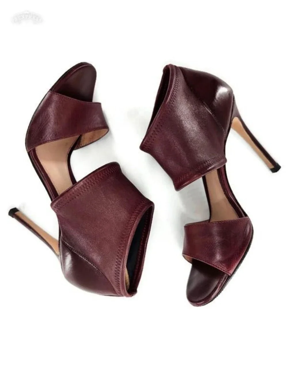Gianvito Rossi Milano Burgundy Leather Ankle Cuff Open-Toe High Heel Sandals